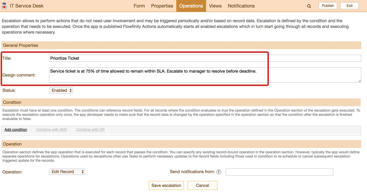 Flowfinity - Escalations increase priority